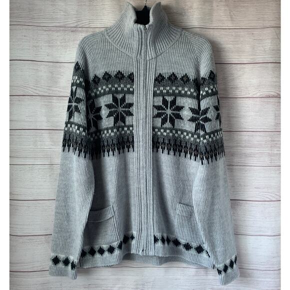 Vintage London Fog Men's Cardigan Sweater Fair Isle Zip Up Front Size XL - Picture 1 of 13